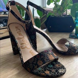 Sam Edelman size 9 embroidered chunky heel sandal